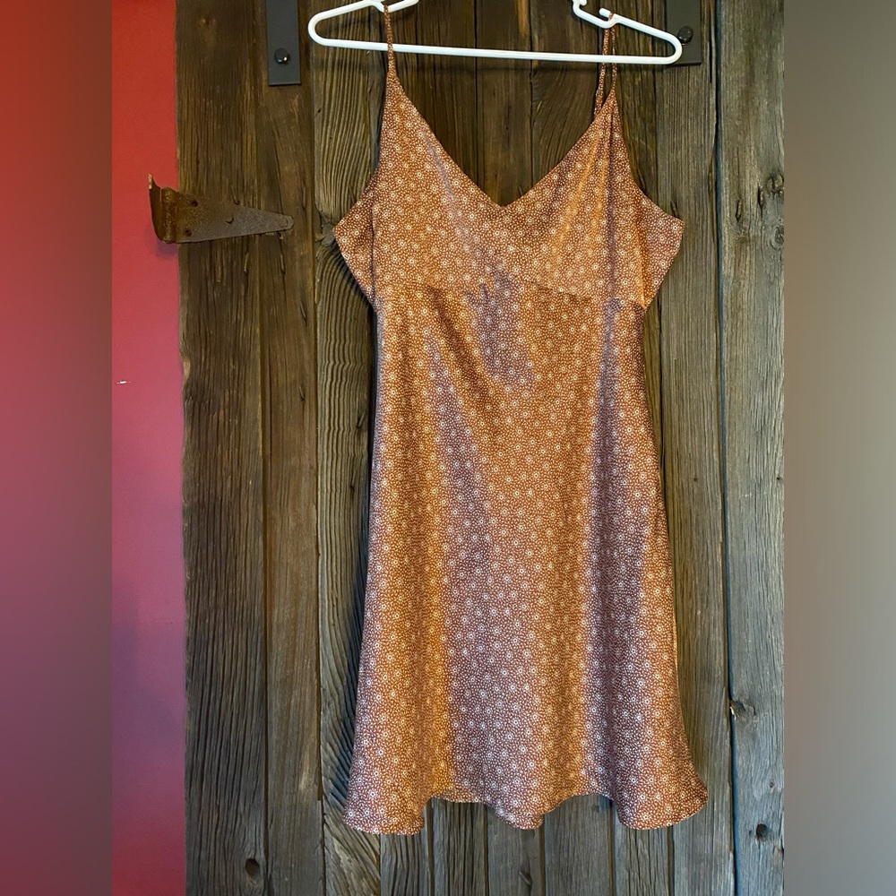 Abercrombie & Fitch • size XL • burnt orange ivory ditsy floral mini dress